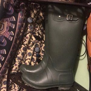Green rain boots
